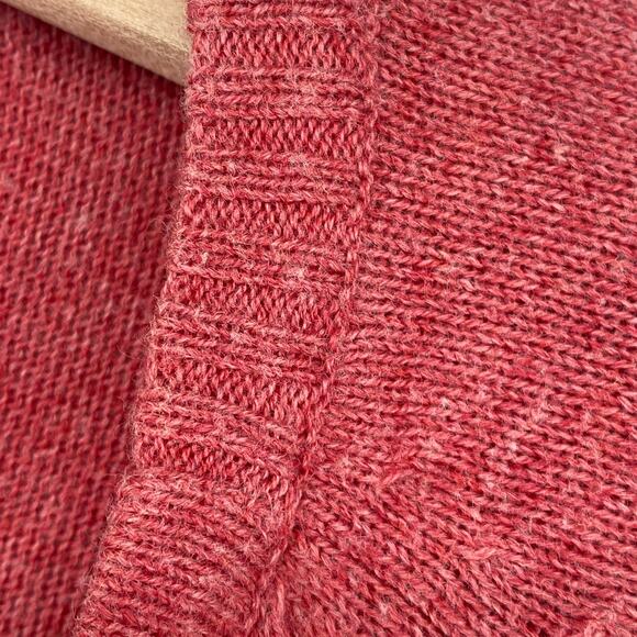 EILEEN FISHER Sweater S Organic Cotton Cardigan Draped Cowl Button Front Red - Picture 7 of 13